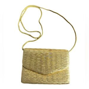 Vanessa Gold Envelope Bag Cocktail Formal Party Purse